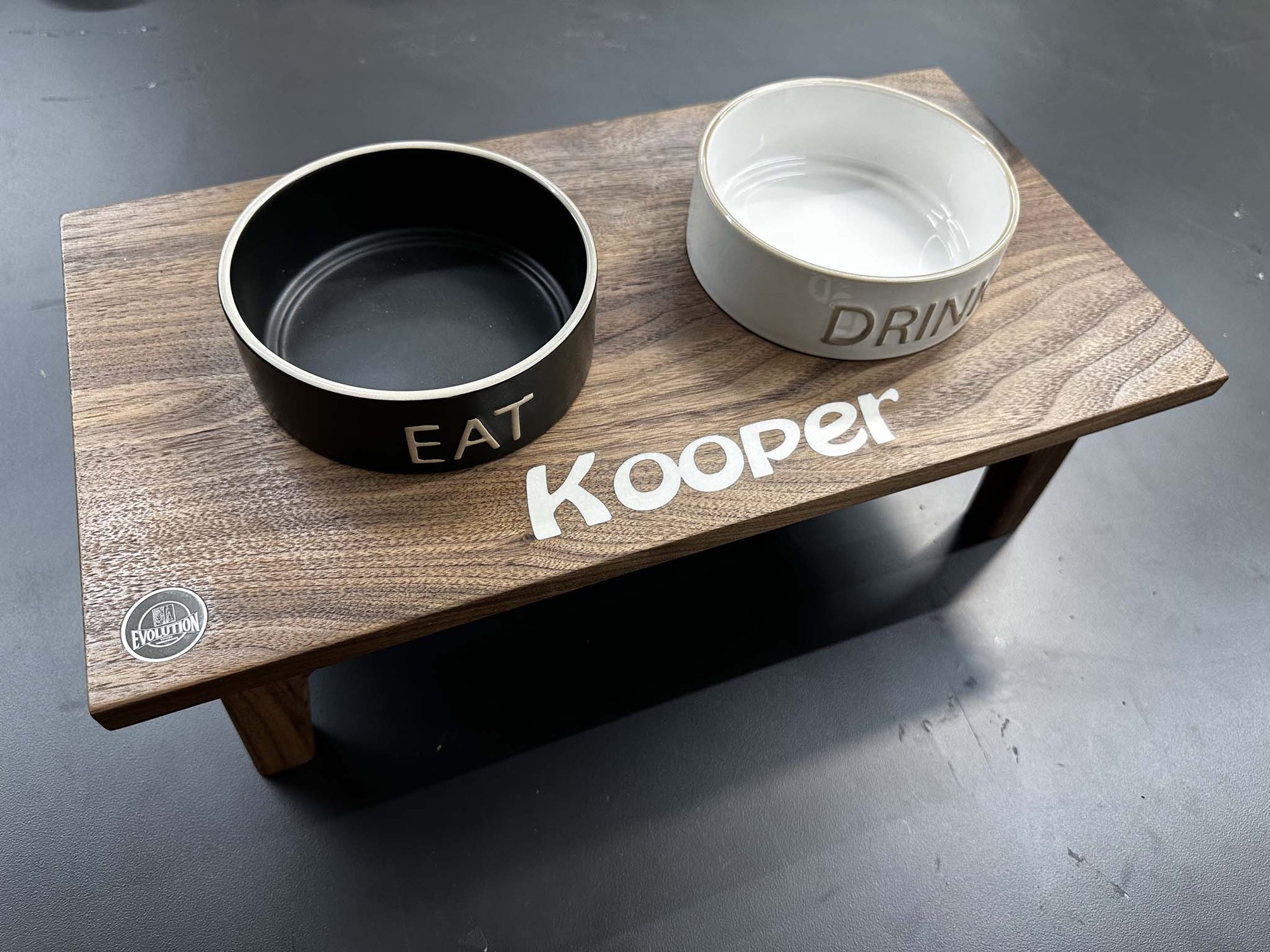 Custom Walnut Pet Feeding Station