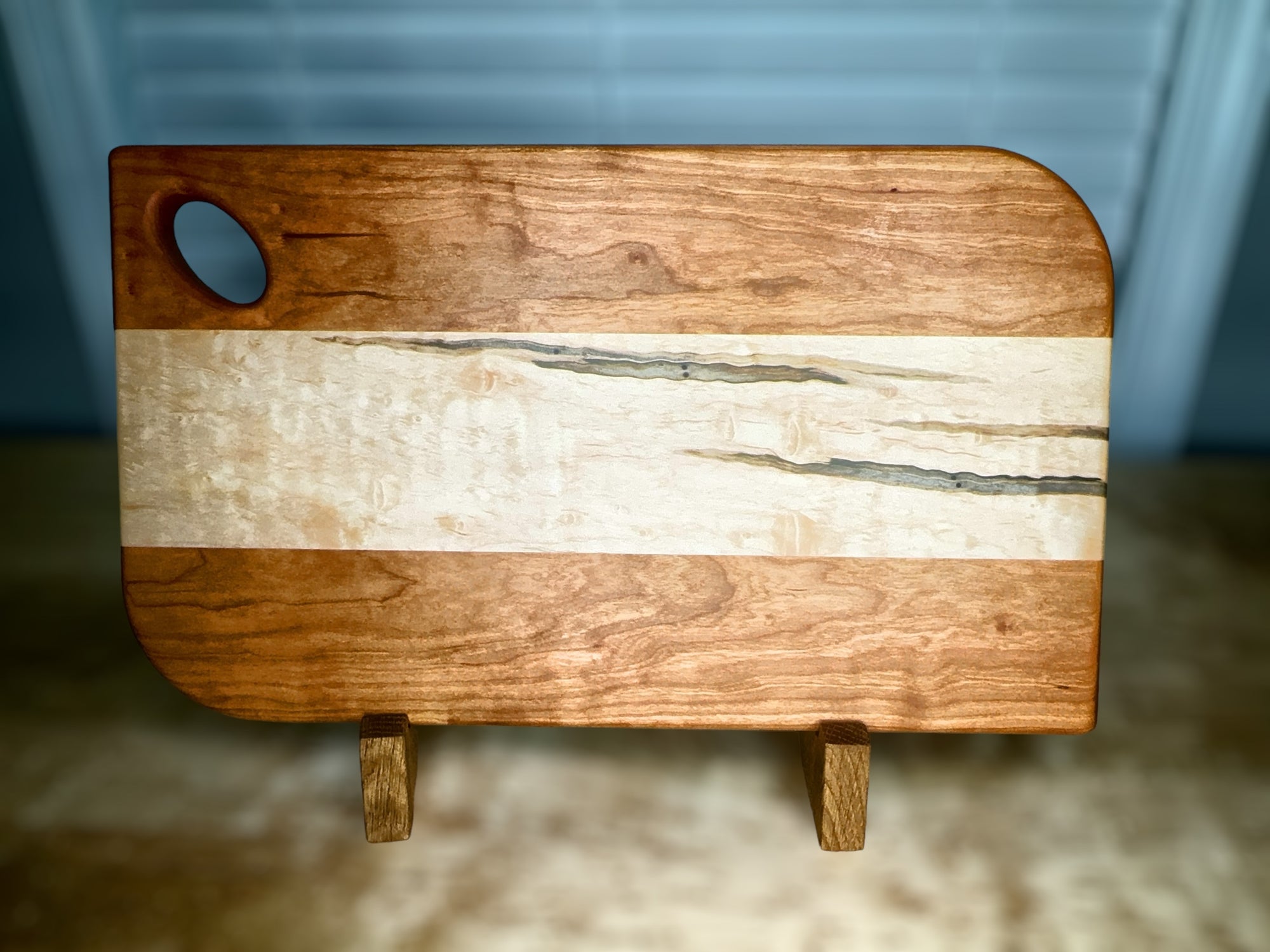 Curly Cherry and Curly Ambrosia Maple Charcuterie Board - Evolution Custom Woodworking 