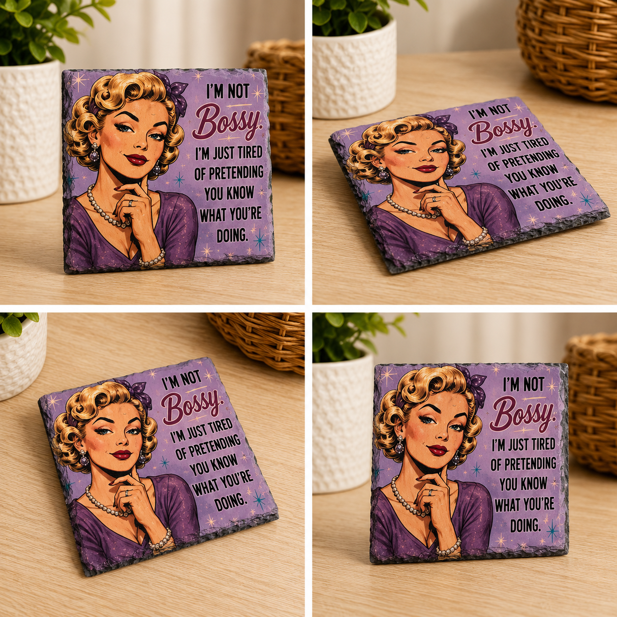 I’m Not Bossy Funny Coaster – Retro Sarcastic Drink Coaster