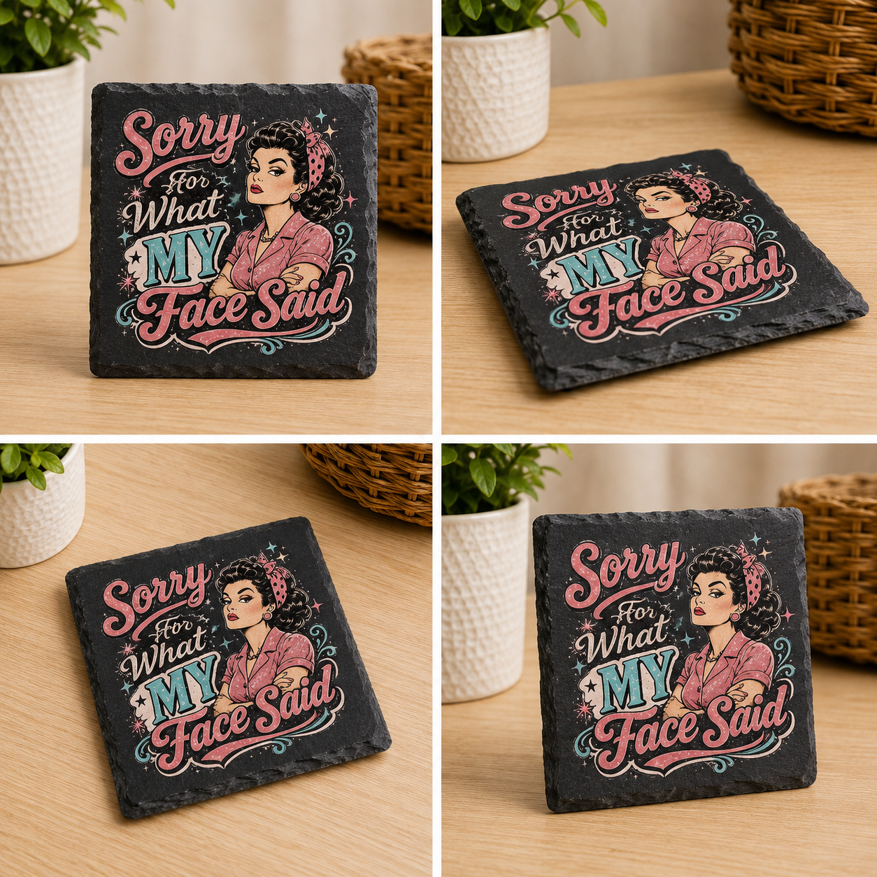 Sorry for What My Face Said Retro Coaster