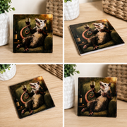 Tipsy Opossum 4-Inch Square Coaster | Funny Wine Lover Décor